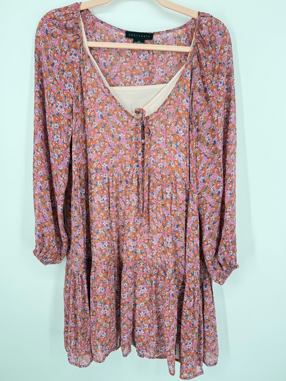 Sanctuary $159 Women Floral Pink ‘New Crush’ Babydoll Dress Cottagecore Peasant